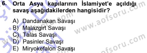 Türk İdare Tarihi Dersi Ara Sınavı Deneme Sınav Soruları 6. Soru