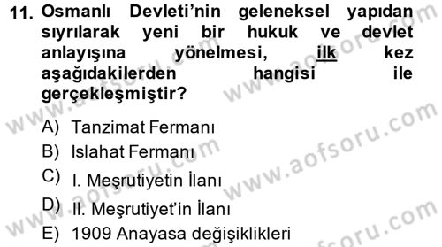Türk İdare Tarihi Dersi 2013 - 2014 Yılı (Final) Dönem Sonu Sınav Soruları 11. Soru