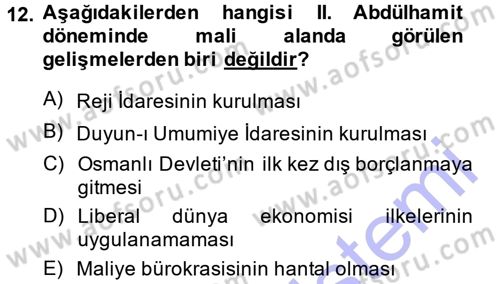 Türk İdare Tarihi Dersi 2013 - 2014 Yılı (Final) Dönem Sonu Sınav Soruları 12. Soru