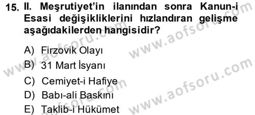 Türk İdare Tarihi Dersi 2013 - 2014 Yılı (Final) Dönem Sonu Sınav Soruları 15. Soru