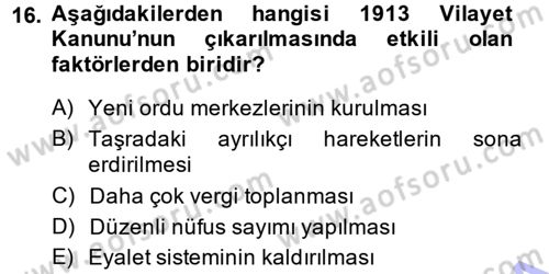 Türk İdare Tarihi Dersi 2013 - 2014 Yılı (Final) Dönem Sonu Sınav Soruları 16. Soru