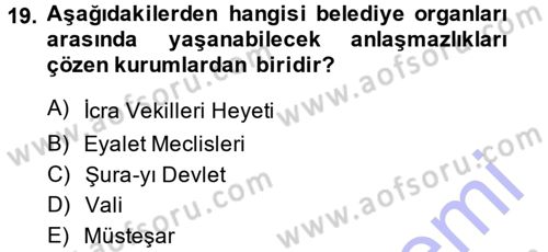 Türk İdare Tarihi Dersi 2013 - 2014 Yılı (Final) Dönem Sonu Sınav Soruları 19. Soru