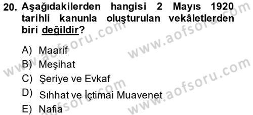 Türk İdare Tarihi Dersi 2013 - 2014 Yılı (Final) Dönem Sonu Sınav Soruları 20. Soru