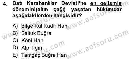 Türk İdare Tarihi Dersi 2013 - 2014 Yılı (Final) Dönem Sonu Sınav Soruları 4. Soru