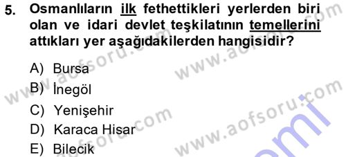 Türk İdare Tarihi Dersi 2013 - 2014 Yılı (Final) Dönem Sonu Sınav Soruları 5. Soru