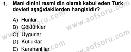 Türk İdare Tarihi Dersi 2013 - 2014 Yılı Tek Ders Sınav Soruları 1. Soru
