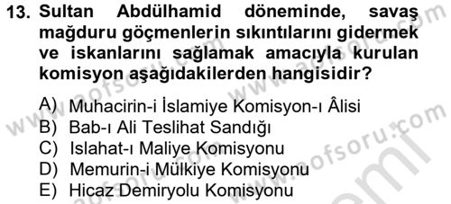 Türk İdare Tarihi Dersi 2013 - 2014 Yılı Tek Ders Sınav Soruları 13. Soru