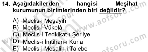 Türk İdare Tarihi Dersi 2013 - 2014 Yılı Tek Ders Sınav Soruları 14. Soru