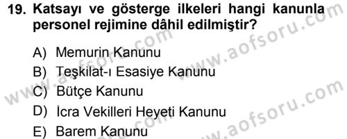 Türk İdare Tarihi Dersi 2013 - 2014 Yılı Tek Ders Sınav Soruları 19. Soru