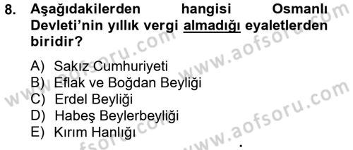 Türk İdare Tarihi Dersi 2013 - 2014 Yılı Tek Ders Sınav Soruları 8. Soru