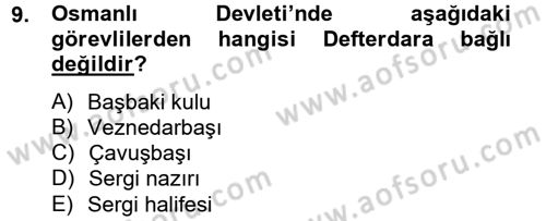 Türk İdare Tarihi Dersi 2013 - 2014 Yılı Tek Ders Sınav Soruları 9. Soru