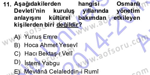 Türk İdare Tarihi Dersi Ara Sınavı Deneme Sınav Soruları 11. Soru