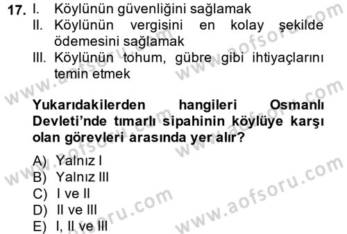 Türk İdare Tarihi Dersi Ara Sınavı Deneme Sınav Soruları 17. Soru