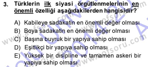 Türk İdare Tarihi Dersi 2014 - 2015 Yılı (Vize) Ara Sınav Soruları 3. Soru