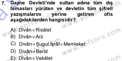 Türk İdare Tarihi Dersi 2014 - 2015 Yılı (Vize) Ara Sınav Soruları 7. Soru