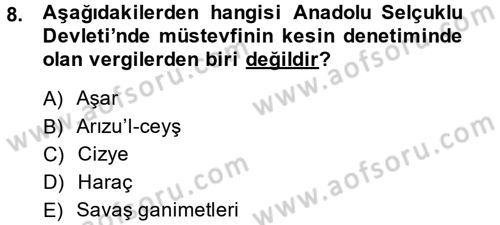 Türk İdare Tarihi Dersi 2014 - 2015 Yılı (Vize) Ara Sınav Soruları 8. Soru
