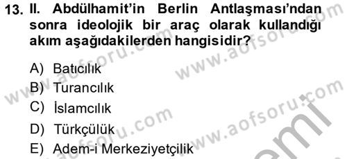 Türk İdare Tarihi Dersi 2014 - 2015 Yılı (Final) Dönem Sonu Sınav Soruları 13. Soru