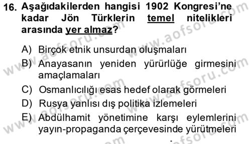 Türk İdare Tarihi Dersi 2014 - 2015 Yılı (Final) Dönem Sonu Sınav Soruları 16. Soru