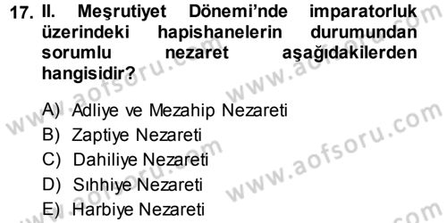 Türk İdare Tarihi Dersi 2014 - 2015 Yılı (Final) Dönem Sonu Sınav Soruları 17. Soru