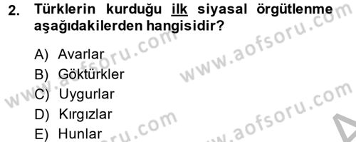 Türk İdare Tarihi Dersi 2014 - 2015 Yılı (Final) Dönem Sonu Sınav Soruları 2. Soru