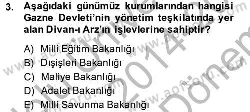 Türk İdare Tarihi Dersi 2014 - 2015 Yılı (Final) Dönem Sonu Sınav Soruları 3. Soru