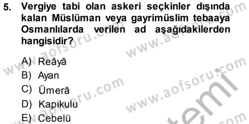 Türk İdare Tarihi Dersi 2014 - 2015 Yılı (Final) Dönem Sonu Sınav Soruları 5. Soru