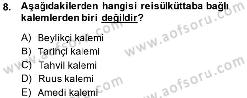 Türk İdare Tarihi Dersi 2014 - 2015 Yılı (Final) Dönem Sonu Sınav Soruları 8. Soru