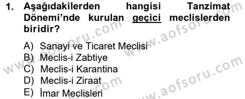 Türk İdare Tarihi Dersi 2014 - 2015 Yılı Tek Ders Sınav Soruları 1. Soru