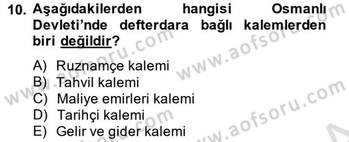 Türk İdare Tarihi Dersi 2014 - 2015 Yılı Tek Ders Sınav Soruları 10. Soru