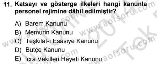 Türk İdare Tarihi Dersi 2014 - 2015 Yılı Tek Ders Sınav Soruları 11. Soru