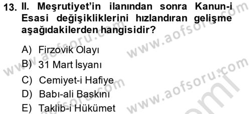 Türk İdare Tarihi Dersi 2014 - 2015 Yılı Tek Ders Sınav Soruları 13. Soru