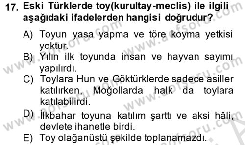 Türk İdare Tarihi Dersi 2014 - 2015 Yılı Tek Ders Sınav Soruları 17. Soru
