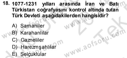 Türk İdare Tarihi Dersi 2014 - 2015 Yılı Tek Ders Sınav Soruları 18. Soru