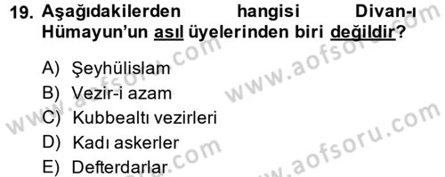 Türk İdare Tarihi Dersi 2014 - 2015 Yılı Tek Ders Sınav Soruları 19. Soru