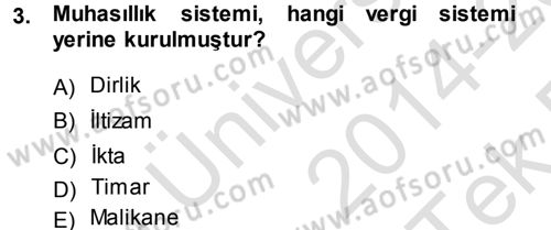 Türk İdare Tarihi Dersi 2014 - 2015 Yılı Tek Ders Sınav Soruları 3. Soru
