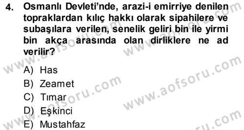 Türk İdare Tarihi Dersi 2014 - 2015 Yılı Tek Ders Sınav Soruları 4. Soru