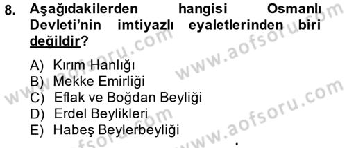 Türk İdare Tarihi Dersi 2014 - 2015 Yılı Tek Ders Sınav Soruları 8. Soru