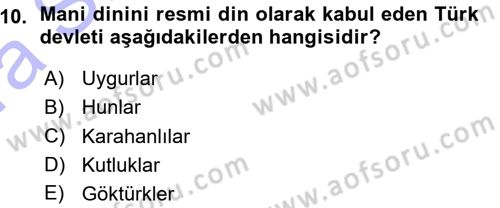 Türk İdare Tarihi Dersi Ara Sınavı Deneme Sınav Soruları 10. Soru