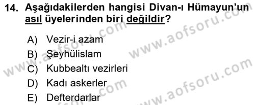 Türk İdare Tarihi Dersi 2015 - 2016 Yılı (Vize) Ara Sınav Soruları 14. Soru