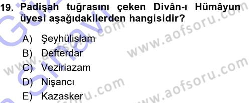 Türk İdare Tarihi Dersi Ara Sınavı Deneme Sınav Soruları 19. Soru