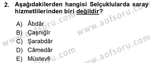 Türk İdare Tarihi Dersi Ara Sınavı Deneme Sınav Soruları 2. Soru