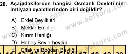 Türk İdare Tarihi Dersi Ara Sınavı Deneme Sınav Soruları 20. Soru