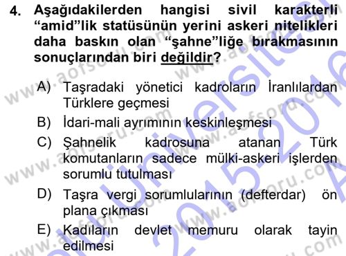 Türk İdare Tarihi Dersi 2015 - 2016 Yılı (Vize) Ara Sınav Soruları 4. Soru