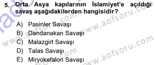 Türk İdare Tarihi Dersi Ara Sınavı Deneme Sınav Soruları 5. Soru