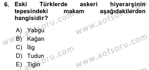 Türk İdare Tarihi Dersi 2015 - 2016 Yılı (Vize) Ara Sınav Soruları 6. Soru