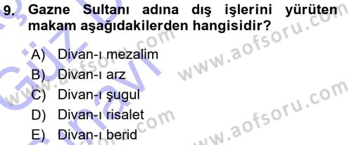 Türk İdare Tarihi Dersi Ara Sınavı Deneme Sınav Soruları 9. Soru