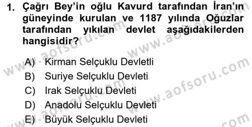 Türk İdare Tarihi Dersi 2015 - 2016 Yılı (Final) Dönem Sonu Sınav Soruları 1. Soru