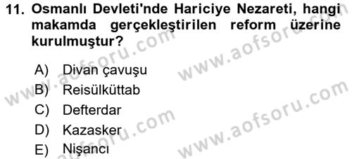 Türk İdare Tarihi Dersi 2015 - 2016 Yılı (Final) Dönem Sonu Sınav Soruları 11. Soru