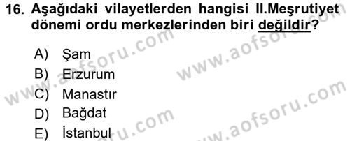 Türk İdare Tarihi Dersi 2015 - 2016 Yılı (Final) Dönem Sonu Sınav Soruları 16. Soru