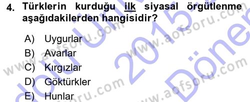 Türk İdare Tarihi Dersi 2015 - 2016 Yılı (Final) Dönem Sonu Sınav Soruları 4. Soru